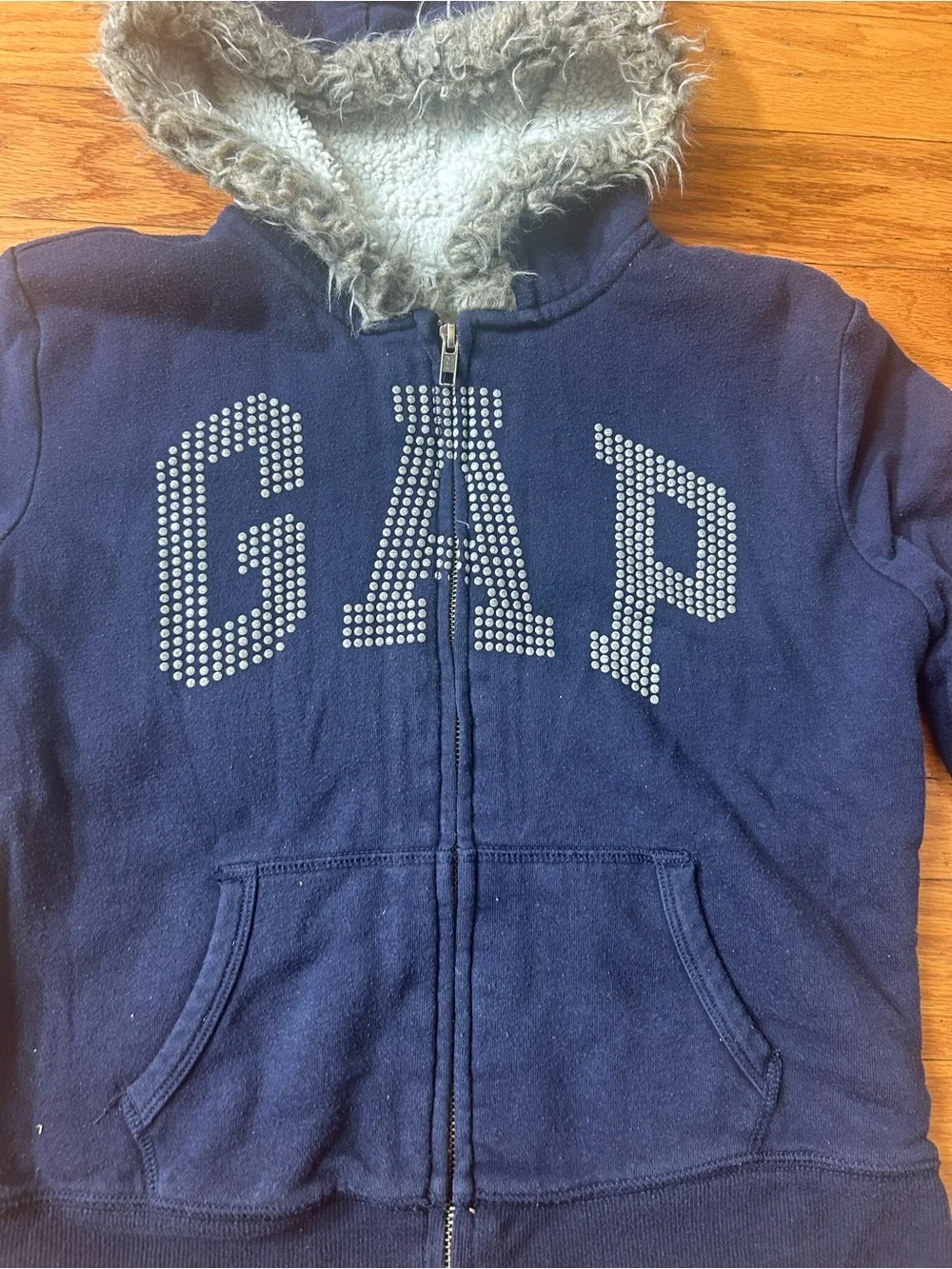 GAP Girls Navy Hooded Zip-Up Sweatshirt